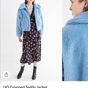 Urban Outfitters blue fur teddy crop jacket